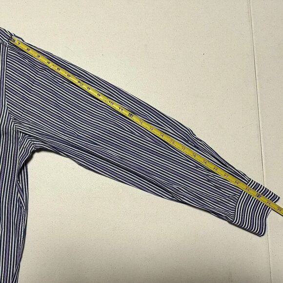 Peter Millar Button Down Shirt Long Sleeve Blue Purple Stripe Cotton Size Large - Picture 4 of 6